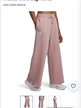 NWT Small Under Armour Women's Wide Leg Fleece Pants Pink